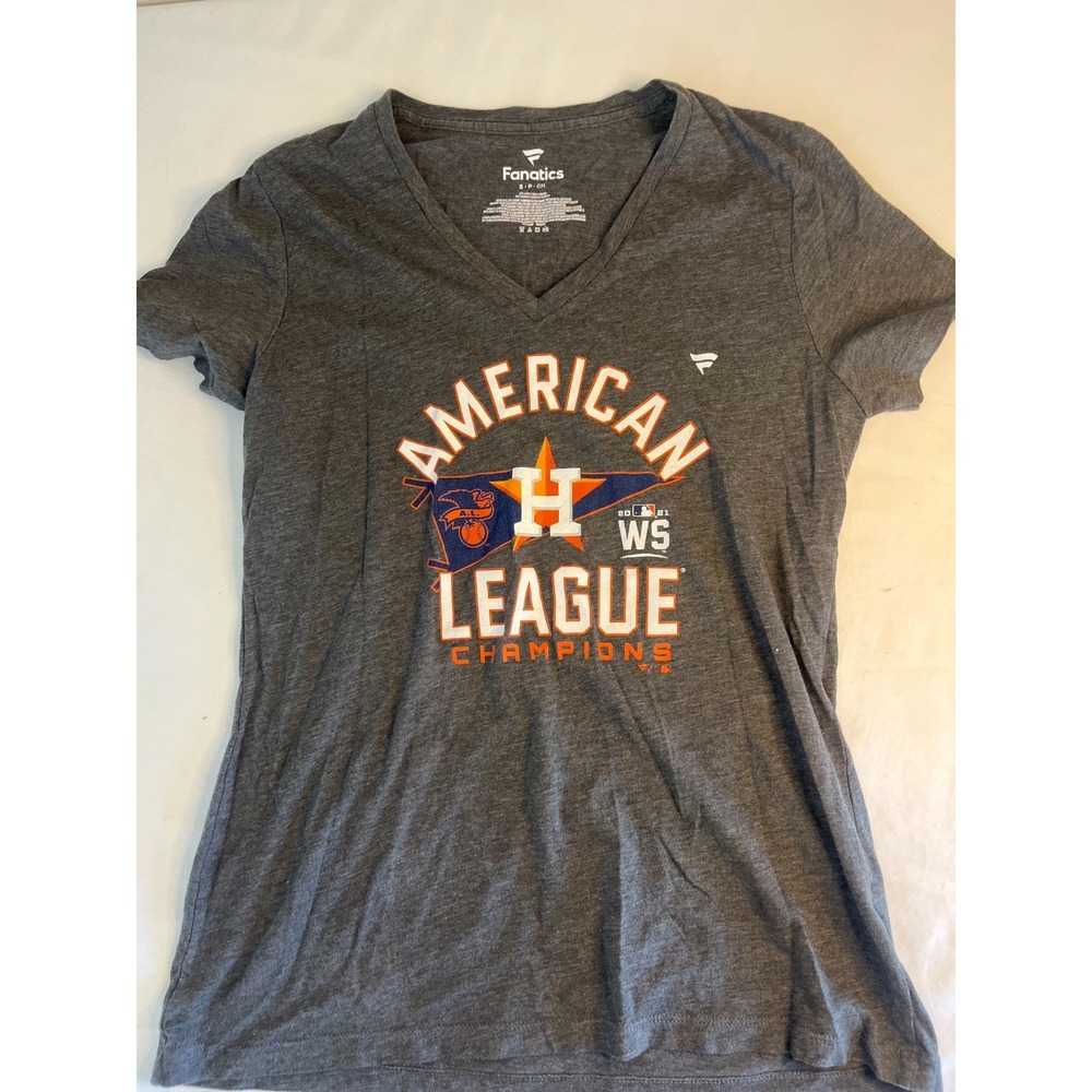 HOUSTON ASTROS women's v-neck‎ t-shirt, gray Small league Champions